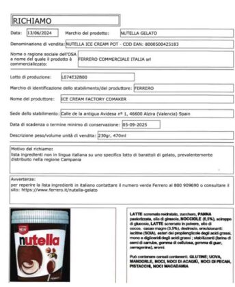 Nutella Richiamo